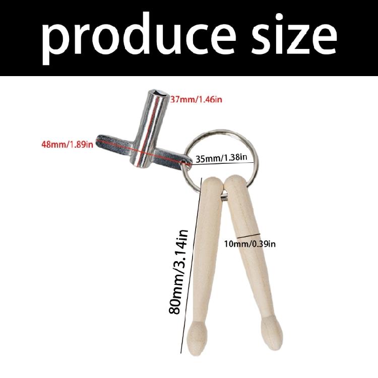 Wood Drumsticks Percussion Key Rings Portable Drumsticks Key Rings Chain for Musicians Gift