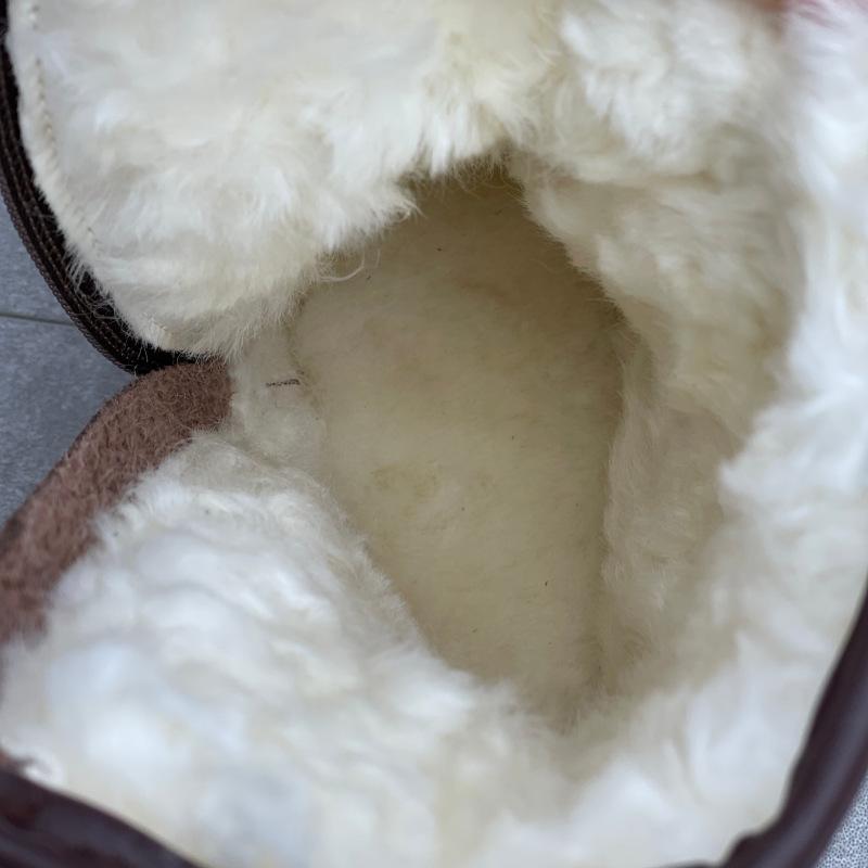 Johnature Genuine Leather Warm Cotton Boots Thick Soled Comfortable Side Zipper Women's Short Boots