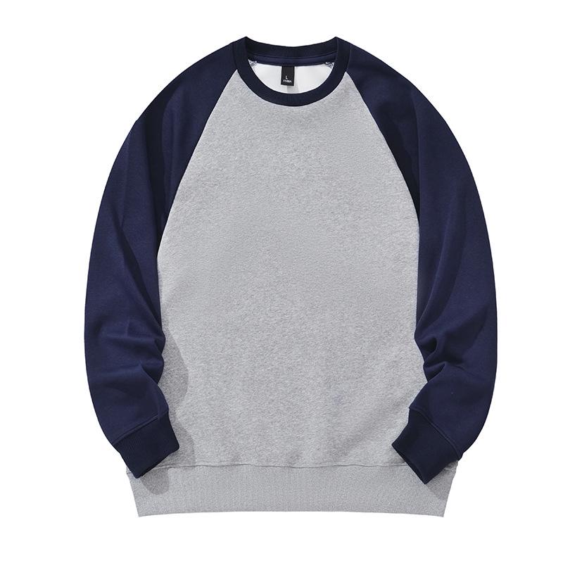 2023 Autumn Unisex Patchwork Long-Sleeved Solid Color Loose Round Neck Hoodie