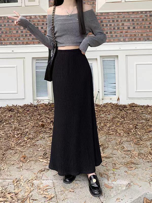 

Женская юбка-рыбий хвост весна-лето 2024: Платье А-силуэта в стиле ретро с завышенной талией и утягивающим дизайном. Large чёрный