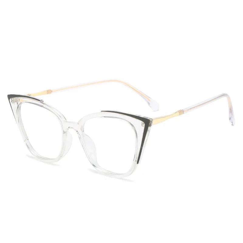 Women Fashion Clear Cat Eye Anti Blue Light Glasses Trendy Transparent Eyewear Frames Female Myopia Spectacle