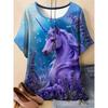 Cute Fun Animal 3D Printed Short Sleeved T-shirt Fashionable Comfortable Soft Breathable Large Loose Summer Womens T-shirt