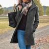Womens Wool Coat With Pockets For Office Casual In Thick Polyester Fabric