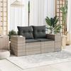 VidaXL Canapé de Jardin 2 Places et Coussins, Siège avec Housse, Meuble de Terrasse Patio Balcon Extérieur, Gris Clair 366187