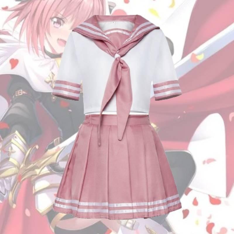 Fate Astolfo Cosplay Sailor Uniform With Butterfly Bow Japanese Student Socks