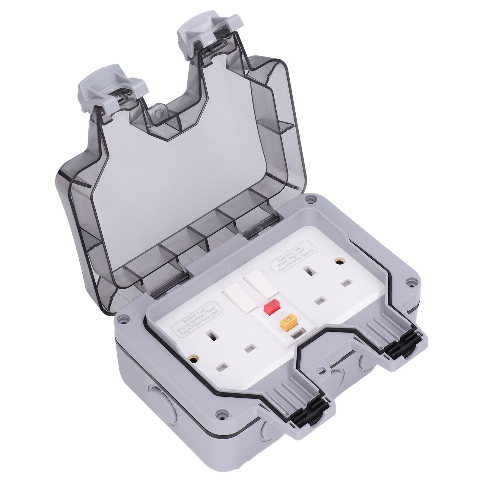 

Outdoor Waterproof Socket Wall Electrical Outlets IP66 Weatherproof Box 2 Gang UK Style 250V
