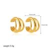 18K gold simple C-shaped ear clips without ear piercings, ear bone clips, three-layer circle earrings, ear jewelry.