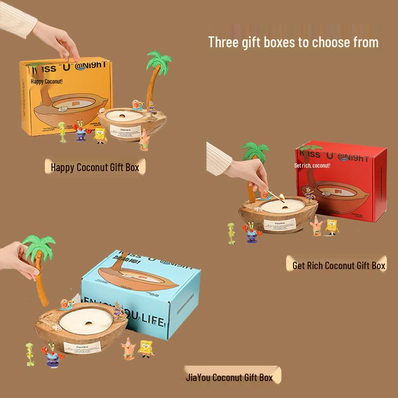 Flameless Coconut Shell Aromatherapy Candle Gift Box - Crystal Stone High-End Home Decor.