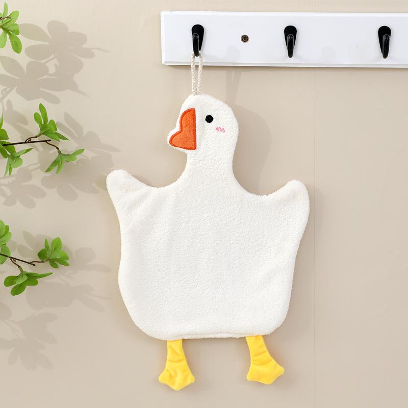 

Big Goose Water-Absorbent Coral Fleece Hand Towel - Hanging, Odor-Free for Bathroom, Kitchen, or Kids 35x25 cm белый