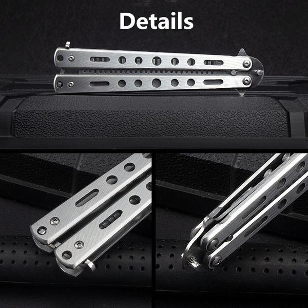 1pc Foldable Comb Stainless Steel Practice Training Butterfly Knife Comb Beard & Moustache Brushes Hairdressing Styling Tool