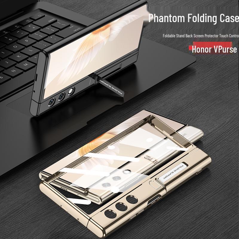 Honor V Purse Foldable Phone Case: Transparent TPU Silicone, Stand Feature, Anti-fall Protection.