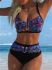 1011 split swimsuit women's suit printed bikini European and American Xiyin temu