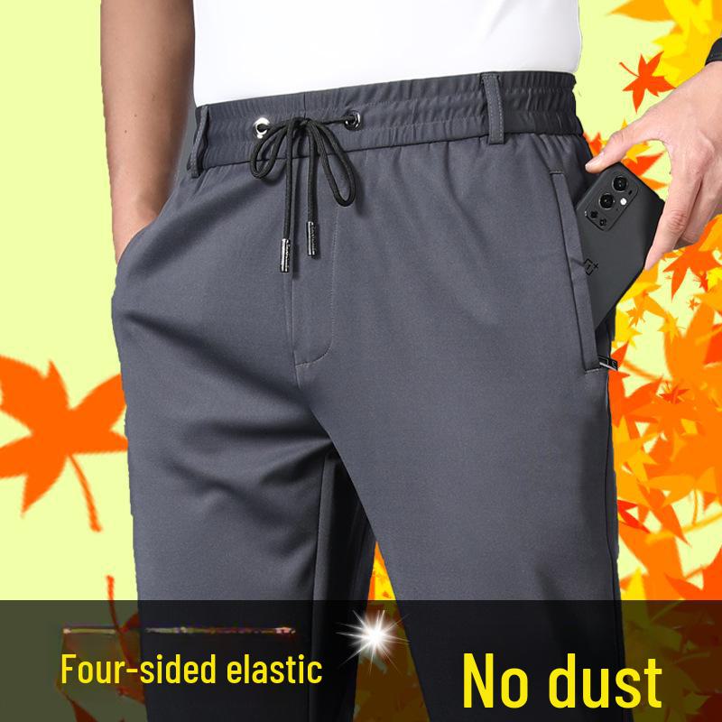 Men's High Waist Stretch Velvet Slim Straight Business Trousers - Autumn/Winter