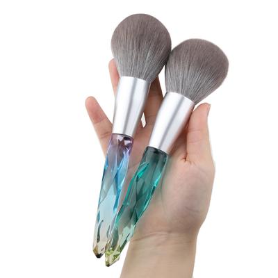 Velký štětec na make-up na sypký pudr Crystal Soft Synthetic Hair Pro Fluffy Vegan Make-up Tool Velký jednoduchý štětec na tvářenku