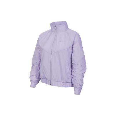 Roupa Esportiva Windrunner Cor Sólida Gola Alta Zíper Casual Jaqueta Manga Longa Jaqueta Infantil Roxo Claro FN8656-515