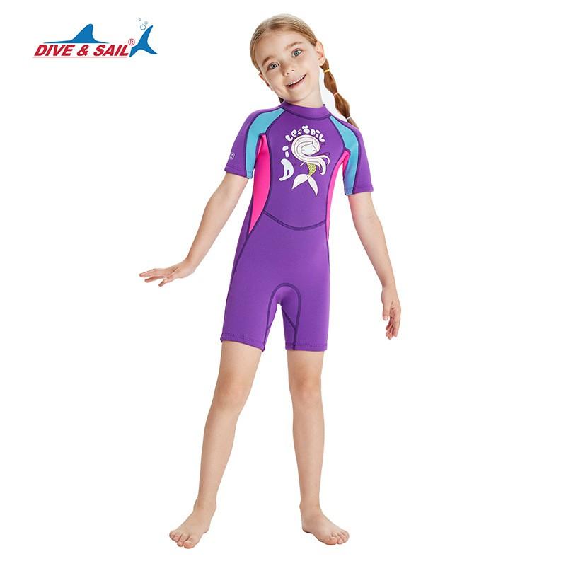 Children's Diving Suit 2.5MM One-piece Short-sleeved Warm Girls 'swimsuit Cold-proof Surfing