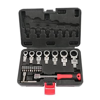 20Pcs/set Flex Head Ratchet Wrench Set, 8mm-19mm Changeable Torx Head Wrench Ratchet Screwdriver Multi-Tools with Case
