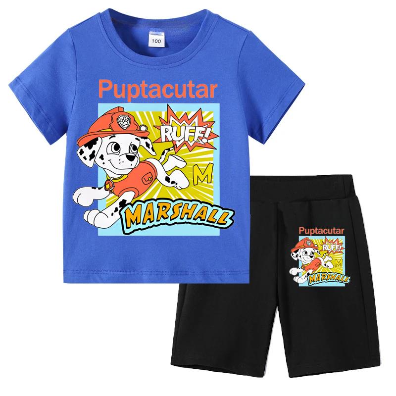 

Paw Patrol Summer New Boys Clothing Set Children s Short Sleeve Top and Shorts Two-Piece Set Casual Wear 100