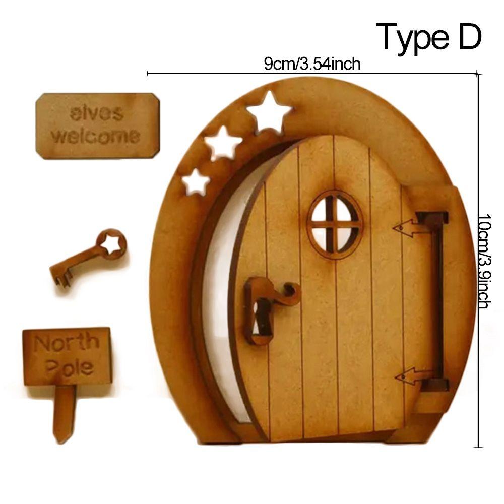 Miniature Fairy Gnome Door Figurines Vintage Wooden Elf Home Fairy Elf Door Kit For Yard Art Garden Tree Sculpture Statues Decor
