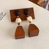 Brown Wooden Drop Earrings Flower Beads Dangle Earrings New Woven Tassel Earrings  Beach