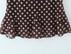 American Style Polka Dot V-Neck Camisole & High-Waisted Skirt Two-Piece Set