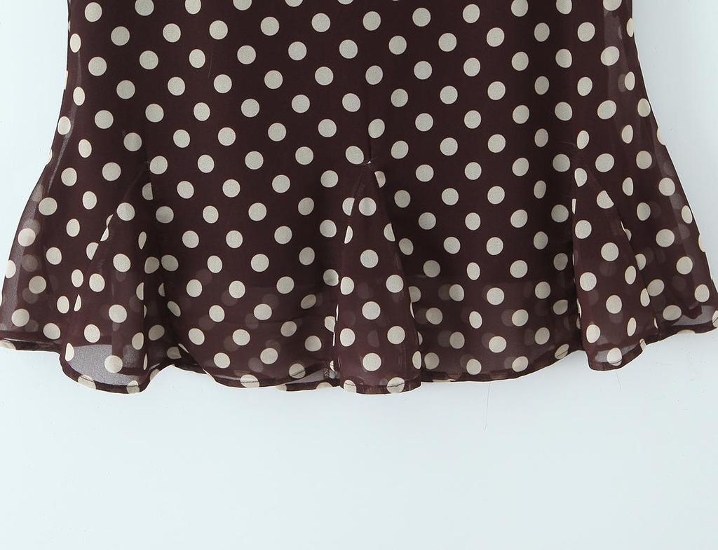American Style Polka Dot V-Neck Camisole & High-Waisted Skirt Two-Piece Set