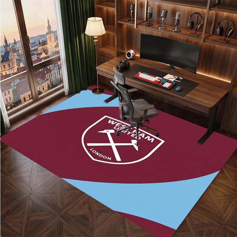 Tappeto in Velluto di Cristallo con Stampa del West Ham United Football, Comodo Assorbente d'Acqua Antiscivolo Tappeto per Pavimenti Interni