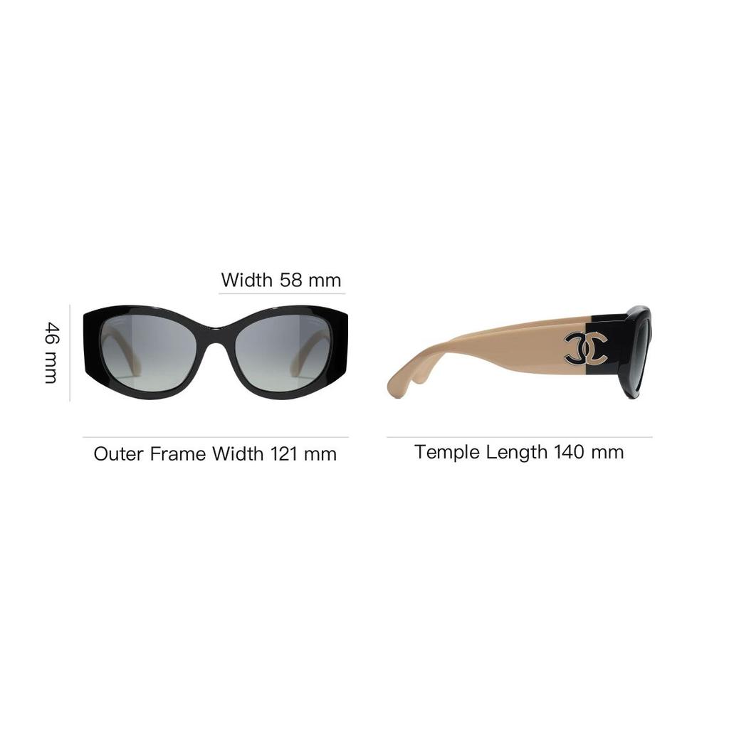 Chanel Logo Decorated Cat Eye Sunglasses Unisex sunglasses Black A71618X02016S3418