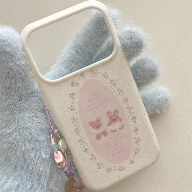 High-End Cute Bear Floral Ink Splash Circle Phone Case for iPhone 17, Apple 16 Pro Max/15/14