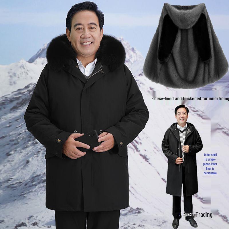 Herren Winter Parka mit Pelz und Fleece-Futter für mittlere und ältere Jahre