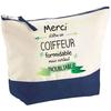 Makeup Bag - PLANETEE - Blue Background Pouch Thank You for Being an Unforgettable Heart - Large Size - Cotton - HD Printing