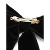 SNIDEL Emblem Ribbon Hair Barrette SWGG264663 2-Way Velvet Ribbon Hair Clip with Removable Brooch Black Free Size