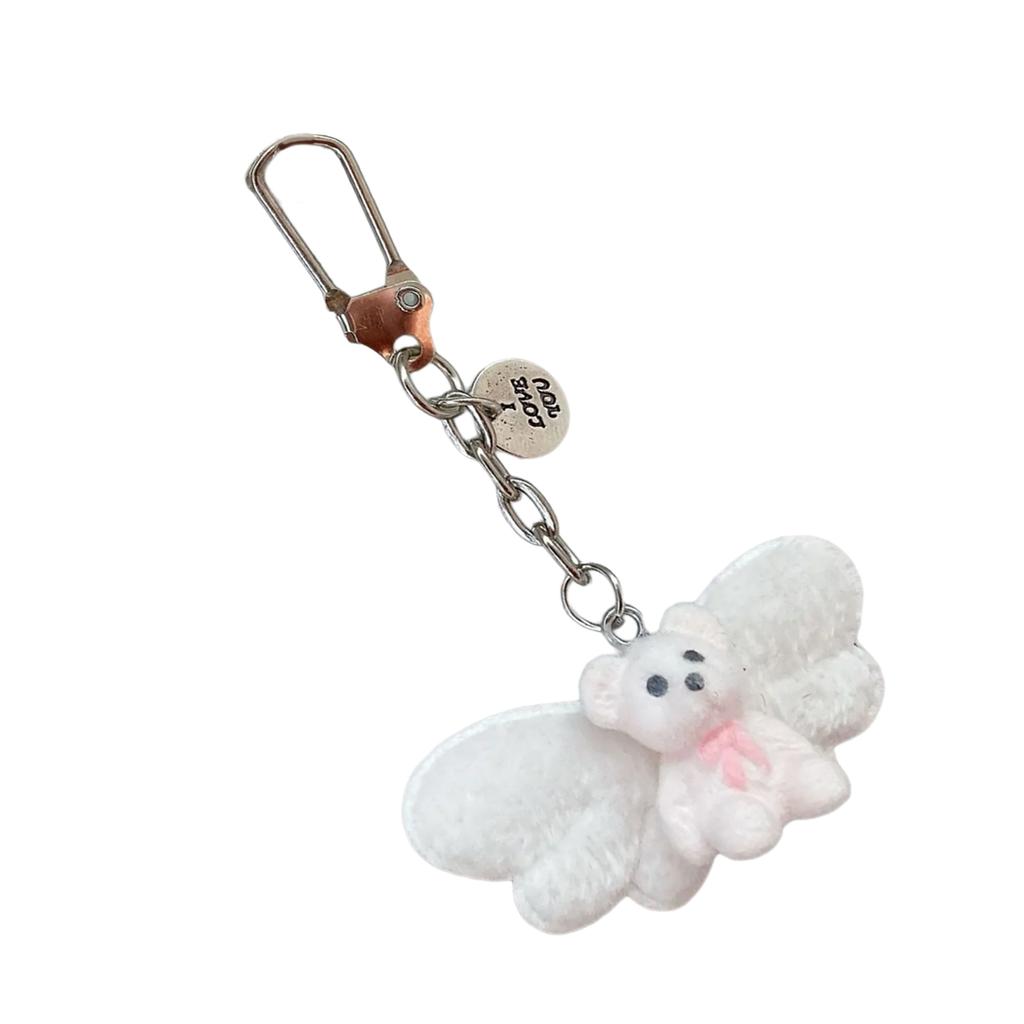 Fashionable Lovely Small Flocking Bear Pendant Charm Portable for Keychain and Phone Accessory Decoration Daily Use