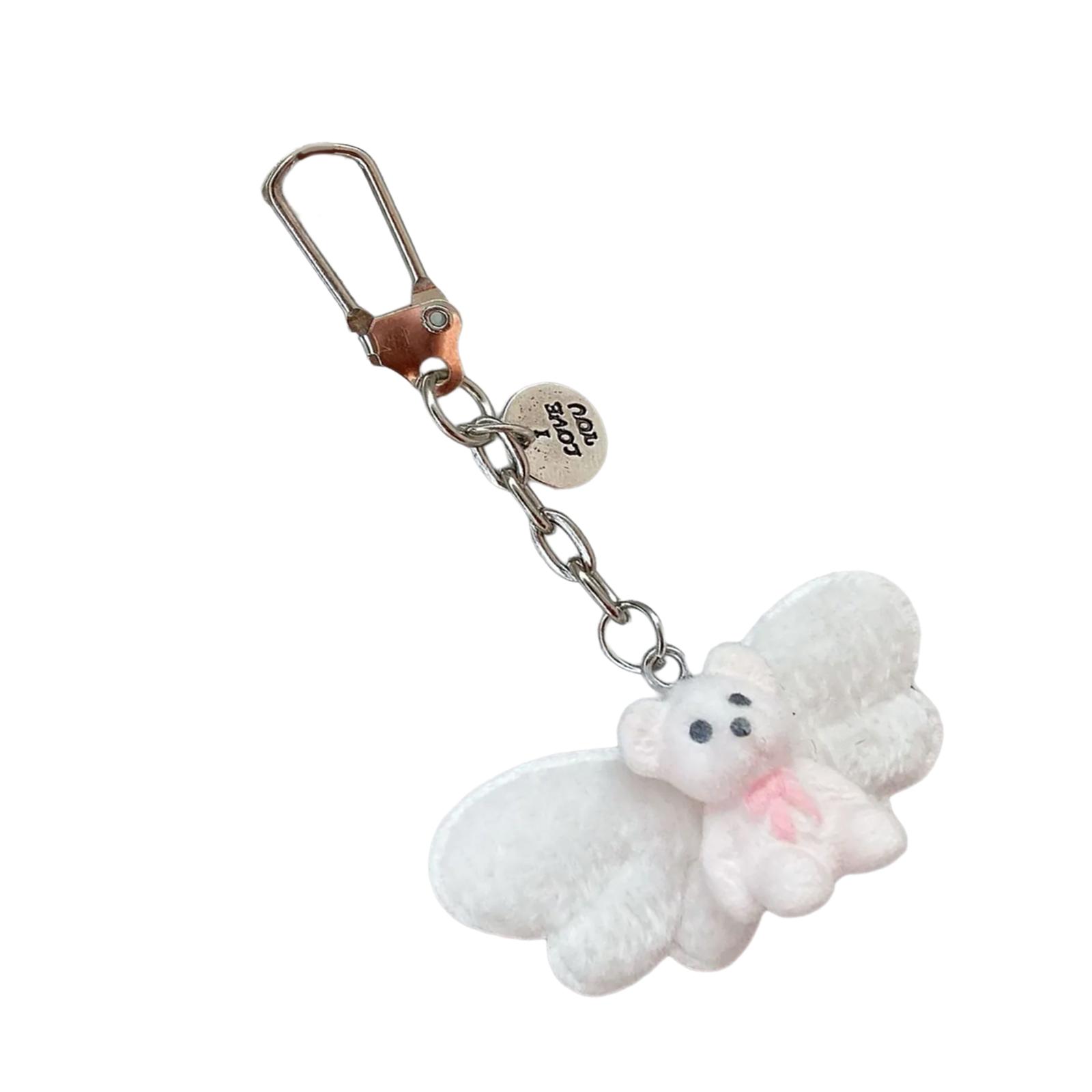 

Small Flocking Sturdy Alloy Bear Phone Charm Keyring with Elegant Designs Colorful and Practical Key Holder Accessory белый