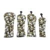 4Pcs Golf Club Head Cover PU Thick Plush Wear Resistant Golf Putter Cover with Number Board Camouflage Green
