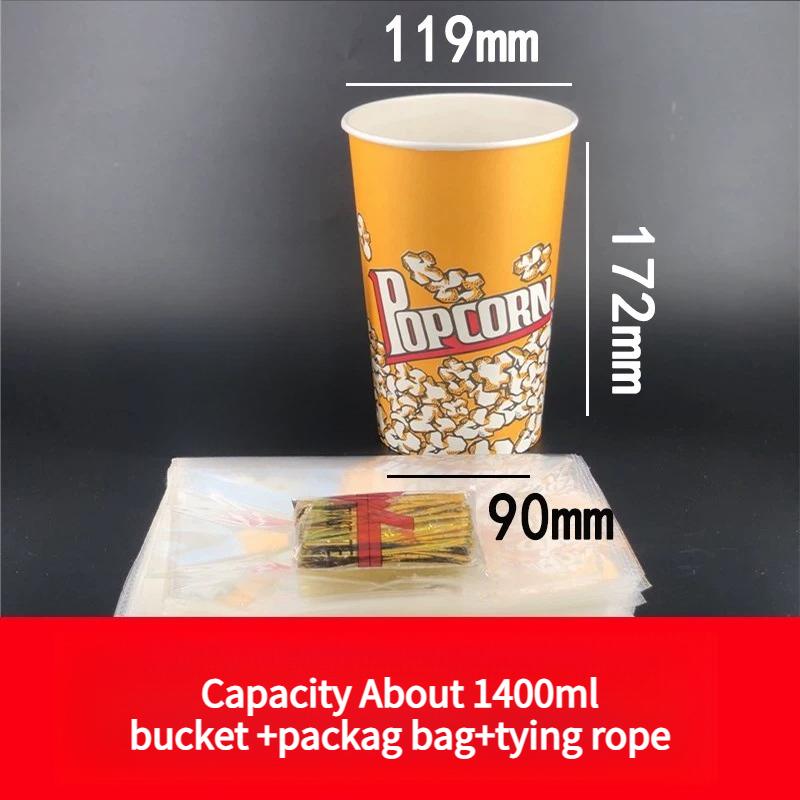Large Capacity Popcorn Bucket Disposable Food Grade Paper Bucket Thickened Packag Box for Cinemas Oil Proof and Leak Proof Snack Packaging Container