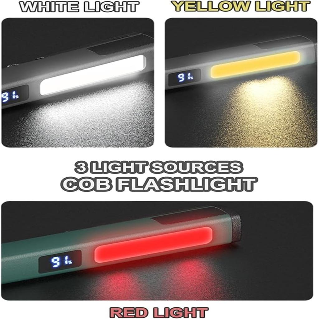 Pen Clip Work Light – USB Rechargeable Auto  Flashlight with Strong Magnetic Base for Workshop, Garage & Outdoor Use