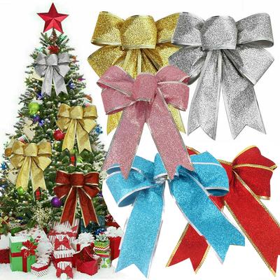 Festive Party Bows Set of 5 Large Christmas Tree Ornaments for Celebrations
