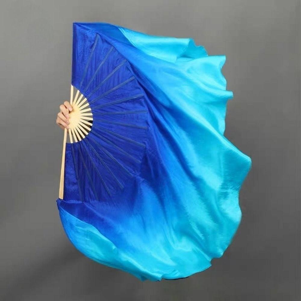 10/20cm Half Circle Silk Veil Pairs Yangko Dance Bamboo Fans Hand Dye Adults Fan  Kid Women