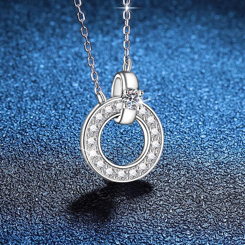 D Color Moissanite Pendant Necklace Choker Minimalist Versatile Jewelry Women