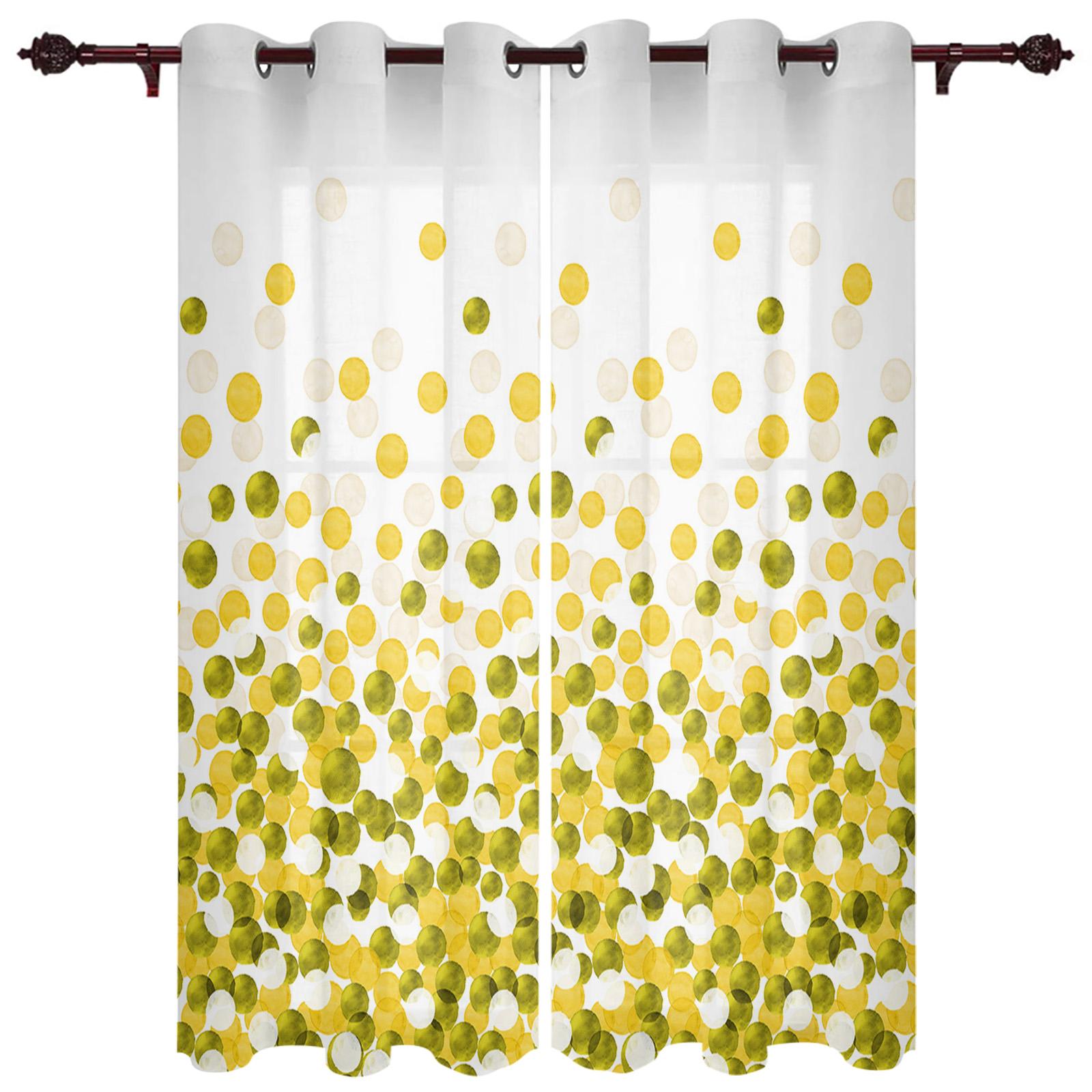 Занавеска для окна в фермерском стиле с акварельными точками и градиентом цвета морской — фото 10