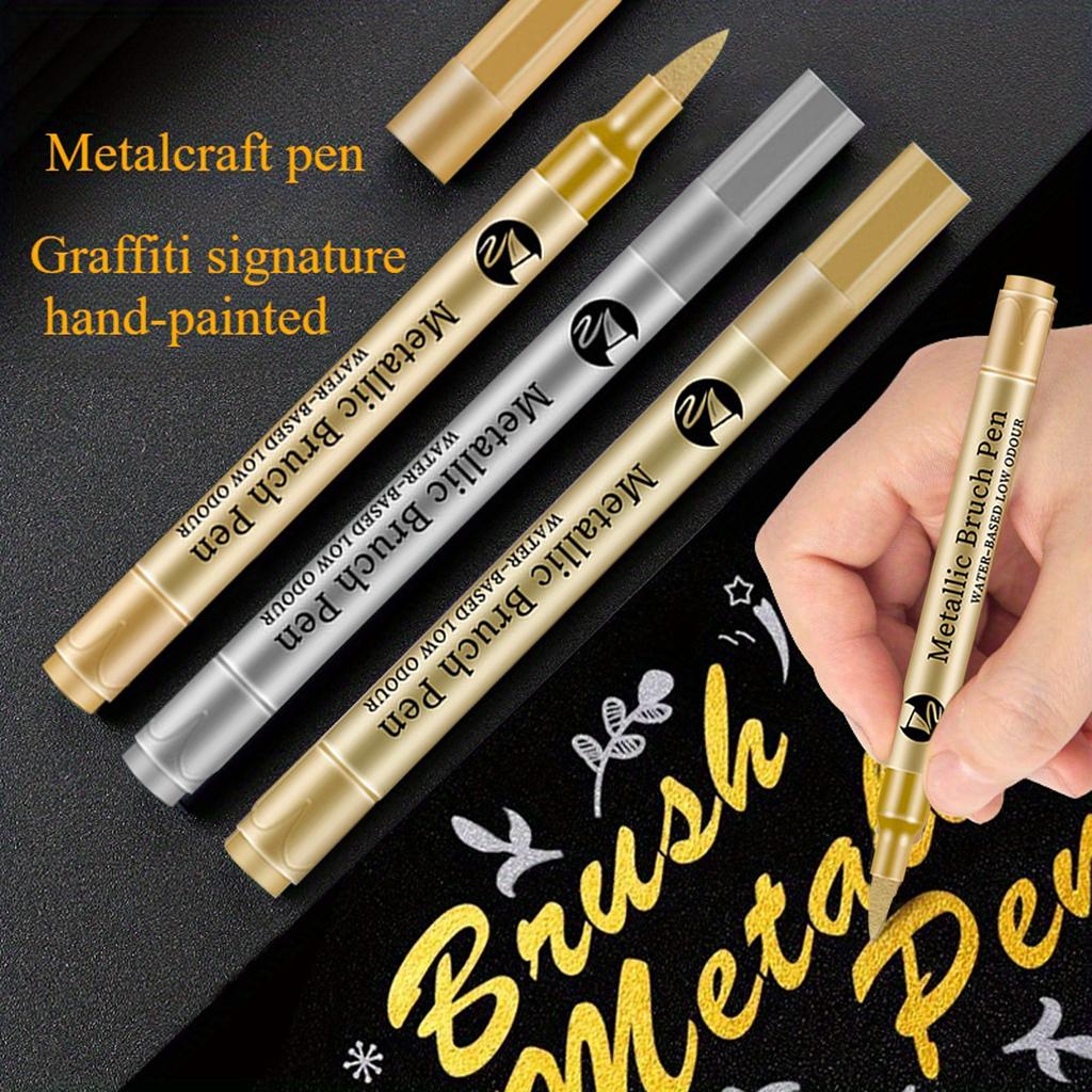 1-12 Stück Metall Weicher Kopf Permanent Wasserbasierter Marker Stift Malen DIY Kunstschaffung Signatur Kunst Grußkarte Schülerbedarf