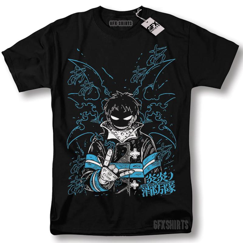 

Fire Force Shinra Kusakabe Shirt Skitaru Shonen Tamaki Fire Fighters T-Shirt 2XL