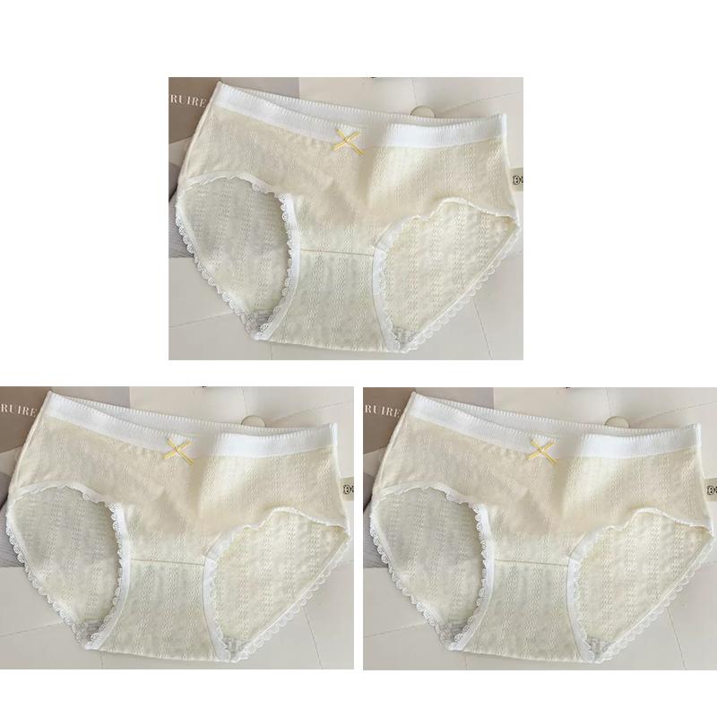 3pcs Cotton Women Flower Printe Panties Adolescent Mid Waist Underwear Girl Fashion Brief Breathable Panty Student Soft Lingerie
