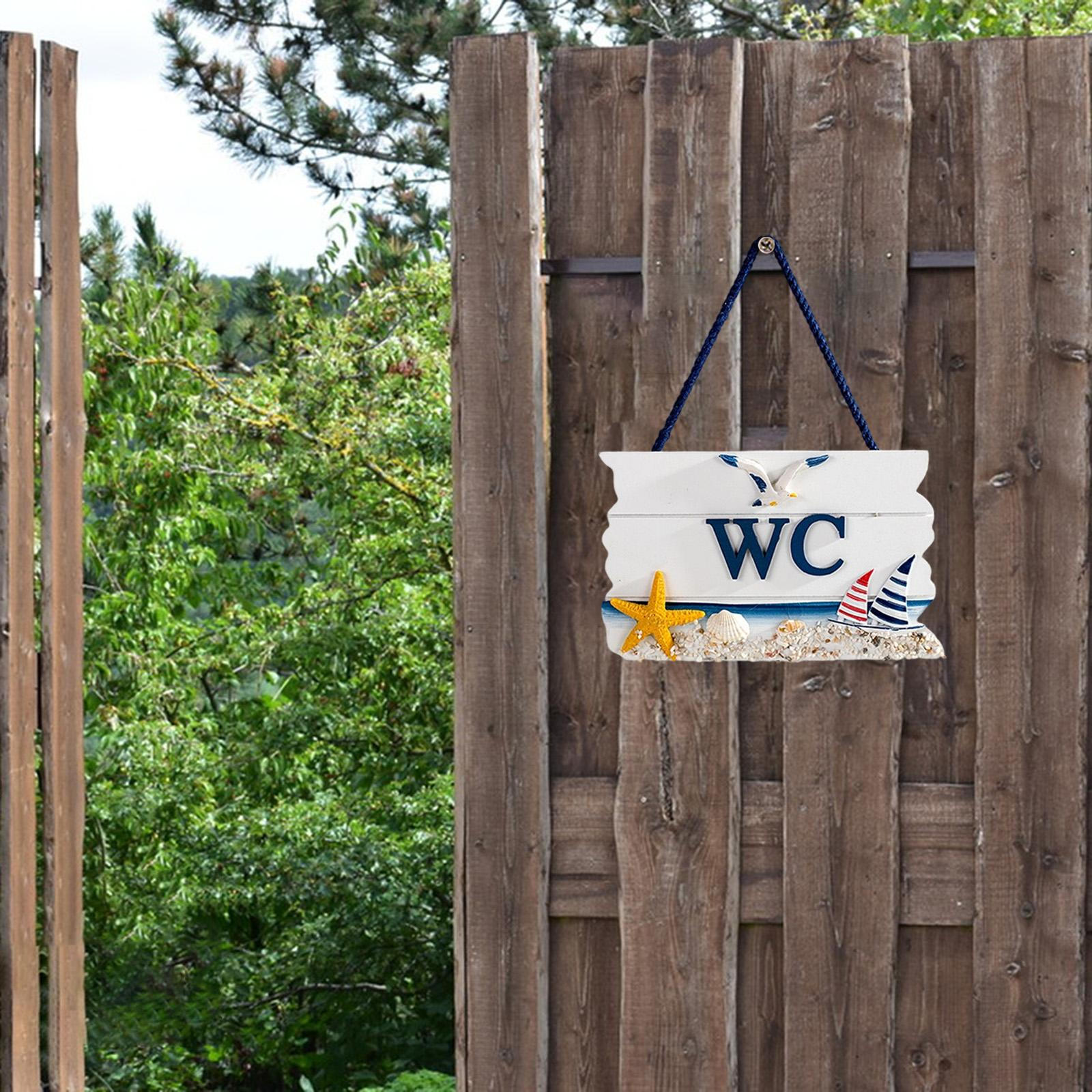 

Bathroom Sign for Wall Decoration, Hand-carved Mediterranean Door Sign, Toilet, Starfish