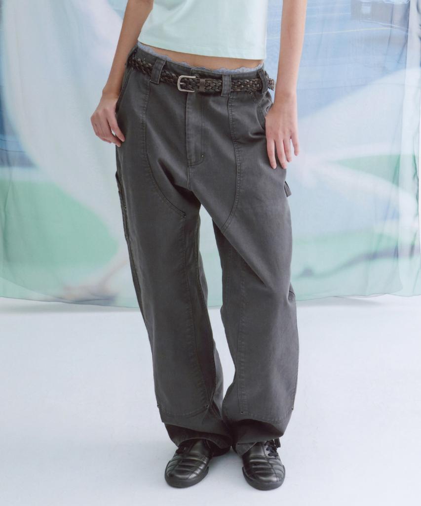 WELLBEING EXPRESS Washed Carpenter Pants Gray
