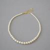 Spring and summer new Korean version small fragrance gradually change the size imitation pearl fashion celebrity temperament necklace collarbone chain