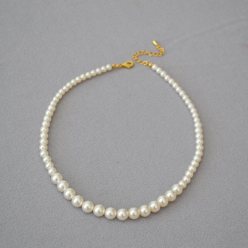 Spring and summer new Korean version small fragrance gradually change the size imitation pearl fashion celebrity temperament necklace collarbone chain