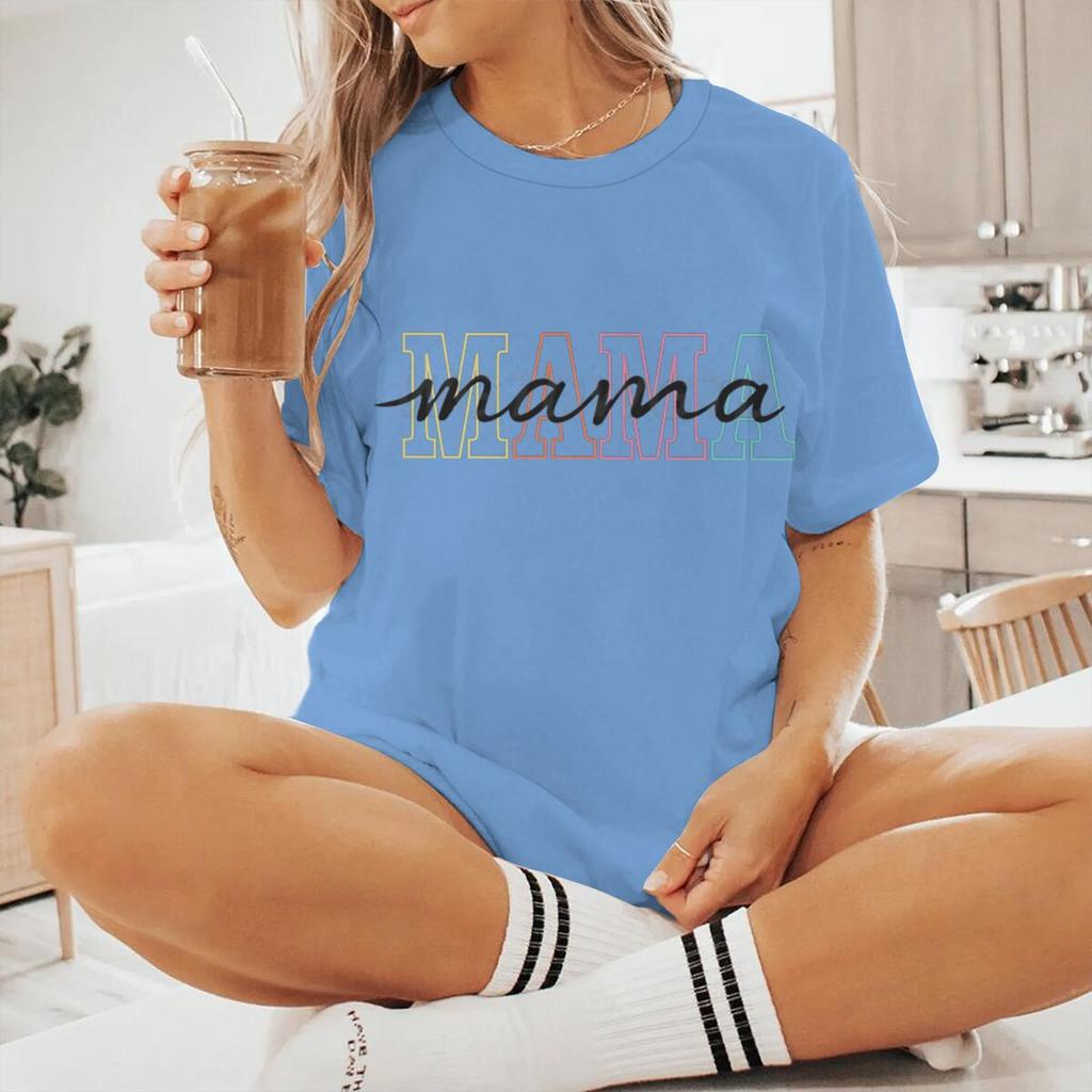 Mama Letter Print Fashion T-shirts Mother's Day Gift Shirt for Women Mama Vintage Design T Shirts Women's Clothing