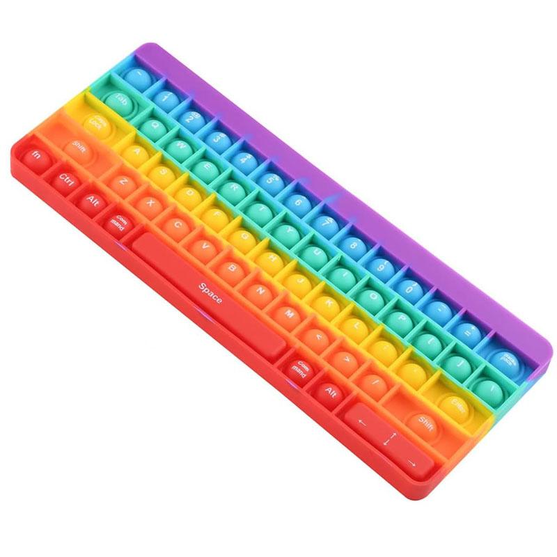 Keyboard Rainbow Push Bubble Sensory Fidget Toys Kids ADHD Anxiety Stress Reliever Jugetes Antiestrés Para Niños